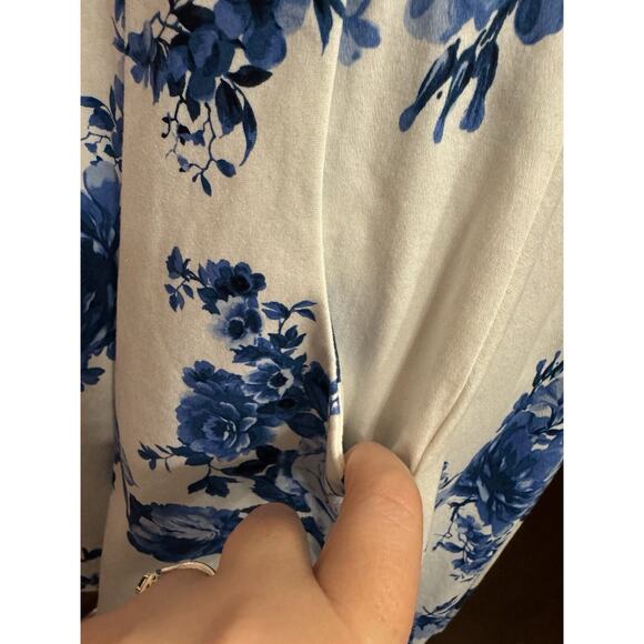 Jun And Ivy Dress Large Toile Cottage Core Coastal Blue Floral White Classic - Picture 3 of 8